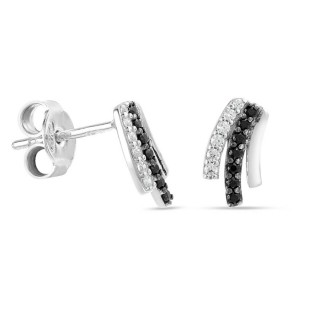 Brincos de prata com pedra bicolor zircónia