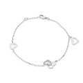 Pulseira de prata coraçoes com pendente de zircónia 18CM