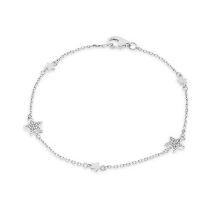 Pulseira de prata 5 estrelas zircónia 18CM