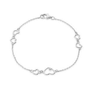 Pulsera de plata multicolor corazones circonita 18CM