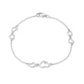 Pulseira de prata multicolorida coraçoes 18CM