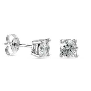 Brincos de prata 4 garras zircónia 5MM