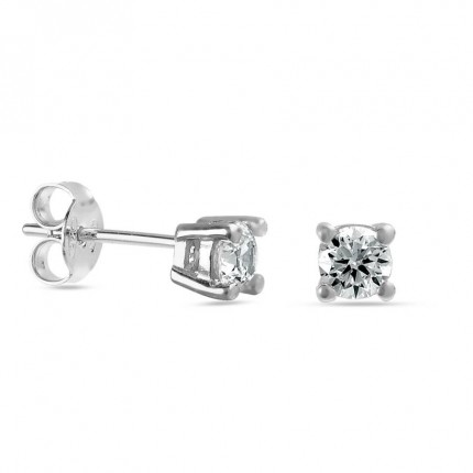 Pendientes de plata 4 garras circonita 4MM