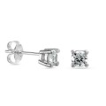 Brincos de prata 4 garras zircónia 4MM