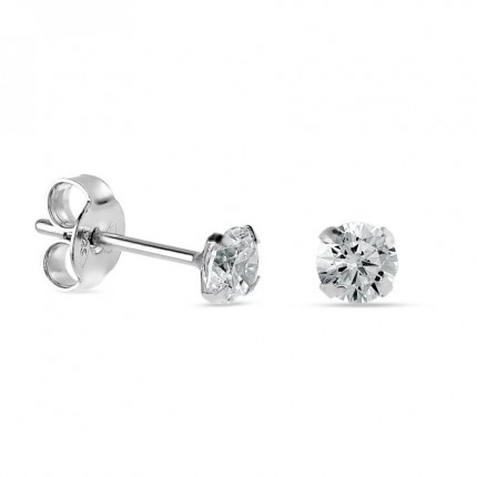 Brincos de prata zircónia redonda 4MM