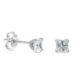 Pendientes de plata 4 garras princesa circonita 4MM