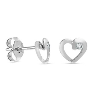 Pendiente de plata corazón 2 lados circonita