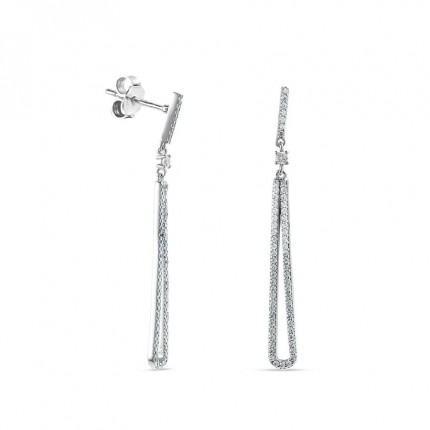 Pendientes de plata largos circonita