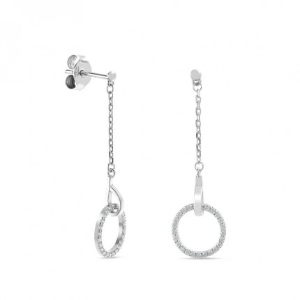 Pendientes de plata largos círculo circonita