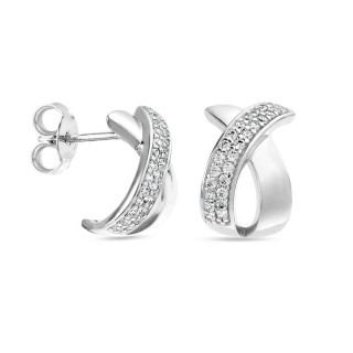 Pendientes de plata 2 tiras cruzadas circonita