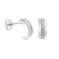 Brincos de prata meio aro com zircónias 5 x 11 mm