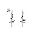 Brincos de prata preto e branco com espiral de zircónia