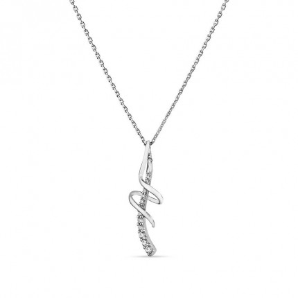 Colar de prata barra e espiral zircónia 40+3CM