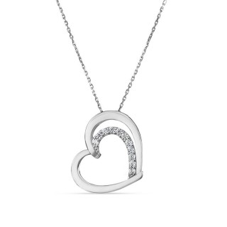 Collar de plata doble corazón circonita 40+3CM