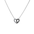 Collar de Plata Corazón Circonitas Blancas y Negras