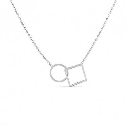 Collar de plata círculo y cuadrado 42CM