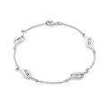 Pulsera de plata 4 hojas 4 circonitas 18CM