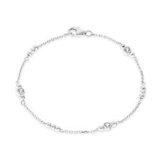 Pulsera de Plata 3 chatones 15 círculos 18CM