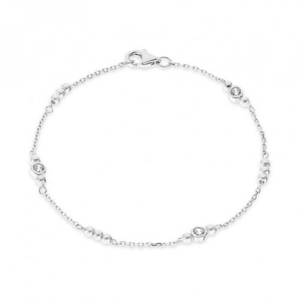Pulsera de Plata 3 chatones 15 círculos 18CM