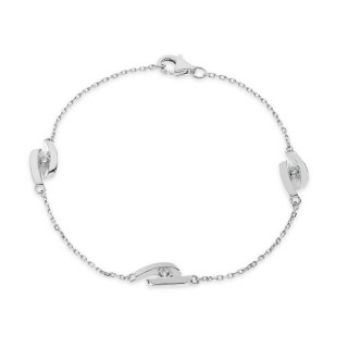 Pulsera de plata 3 zig-zag 3 circonitas 18CM