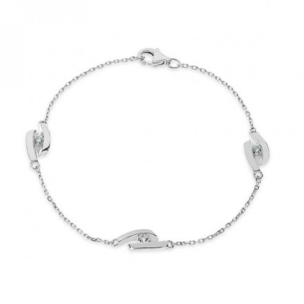 Pulseira em prata 3 Zig-Zag 3 zircónia 18cm