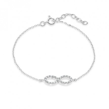 Pulseira em prata infinito com zircónia 18 cm