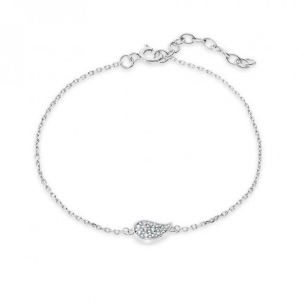 Pulseira em prata folhas com zircónia 18cm