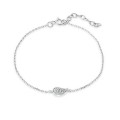 Pulsera de plata hoja centro circonita 18CM