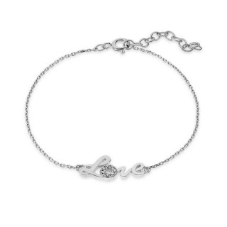 Pulseira em prata love zircónia 18cm