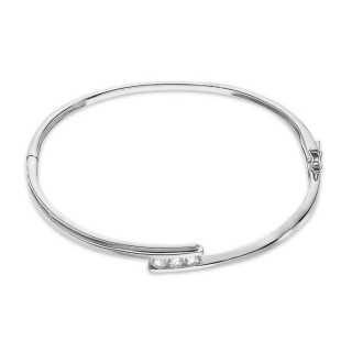 Pulsera de plata rigida 3 circonitas