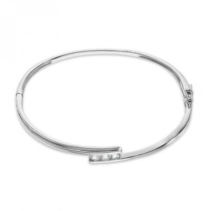 Pulsera de plata rigida 3 circonitas
