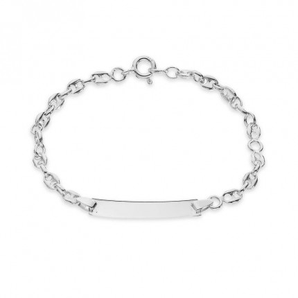 Pulseira em prata identidade de bebé calabrote 13 + 2CM retângulo
