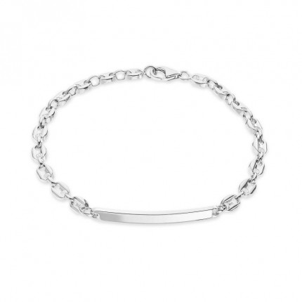Pulseira em prata calabrote Mate e brilho 18cm identidade