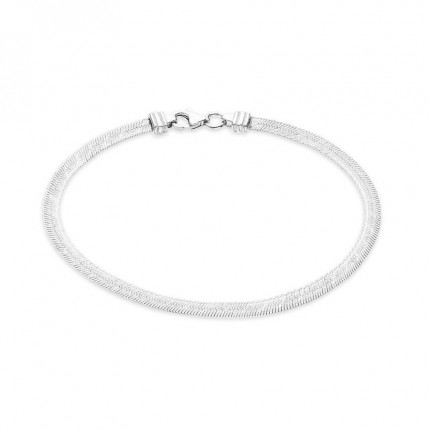 Pulseira em prata granada mate e brilho 18cm