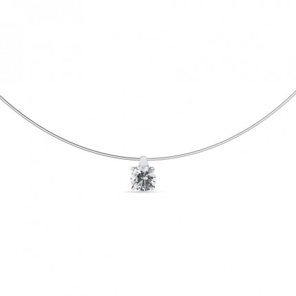 Collar de plata hilo pescar 42 cm circonita 6 mm