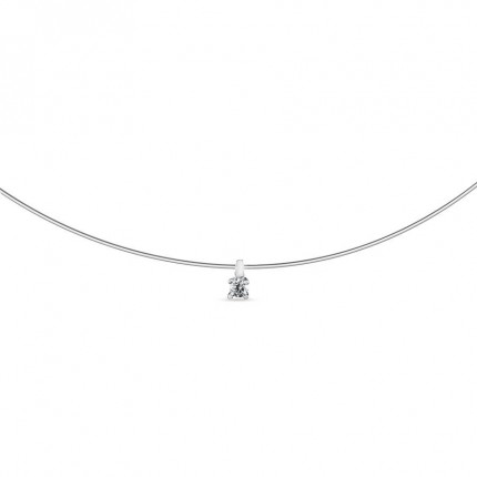 Colar em prata fio transparente 42 cm com zircónia 3mm