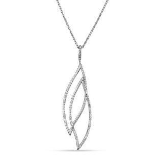 Collar de plata doble hoja circonita 40+3CM