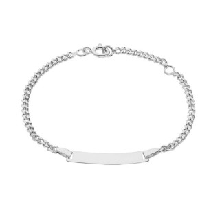Pulseira em prata Identidade de bebé retangular com fio plano 13 + 2CM