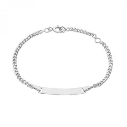 Pulseira em prata Identidade de bebé retangular com fio plano 13 + 2CM