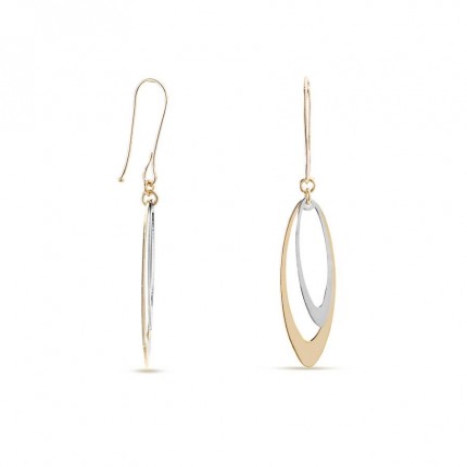 Pendientes de oro bicolor 9K 2 óvalos