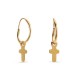 Pendientes de aro de oro amarillo 9K colgante cruz delgada