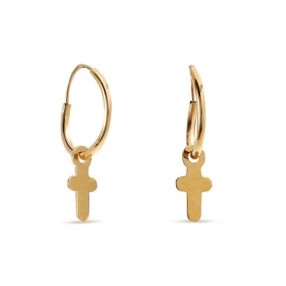 Brincos em ouro amarelo 9k com pendente de cruz