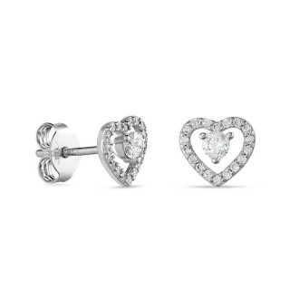 Pendientes de plata con corazón circonita