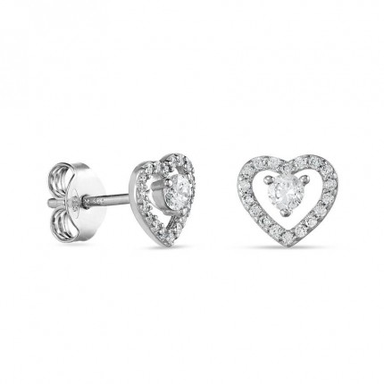 Pendientes de plata con corazón circonita