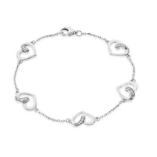 Pulsera de plata con corazón circonita 18CM
