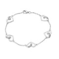 Pulseira em prata coração e zircónia 18CM