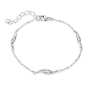 Pulseira em prata 3 ondas zircónia 18cm