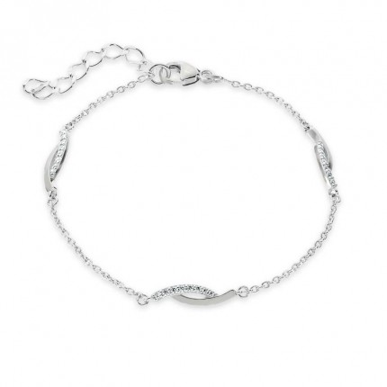 Pulseira em prata 3 ondas zircónia 18cm