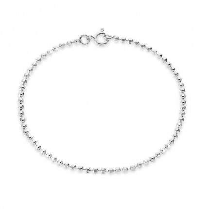 Pulseira de prata com esferas facetadas 18CM