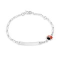 Pulseira em prata bebe com chapa joaninha 1x1 13+2CM